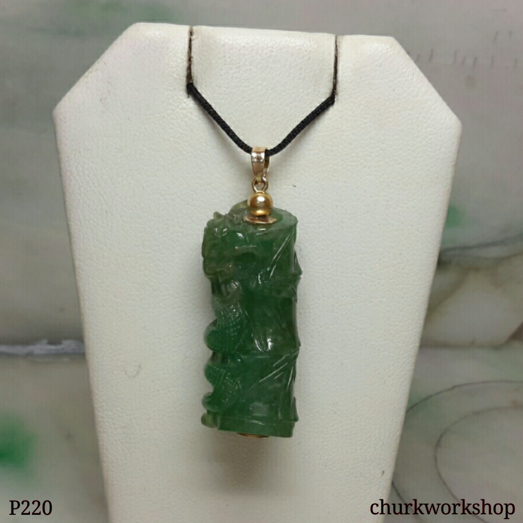Jade dragon 14K gold pendant