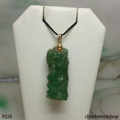 Jade dragon 14K gold pendant