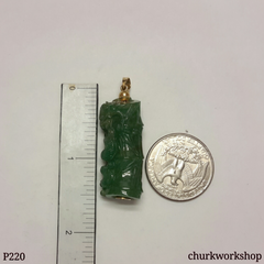 Jade dragon 14K gold pendant