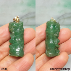 Jade dragon 14K gold pendant