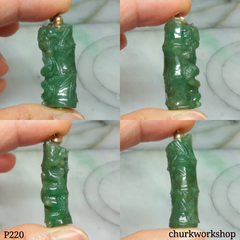 Jade dragon 14K gold pendant