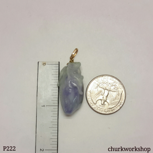14K yellow gold lavender jade pendant