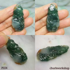 Bluish green jade duck pendant