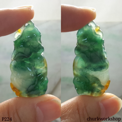 Bluish green jade duck pendant