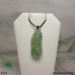 Icy light green jade bean pendant