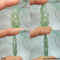 Icy light green jade bean pendant