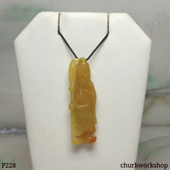 Red jade Guan Gong pendant (關公)