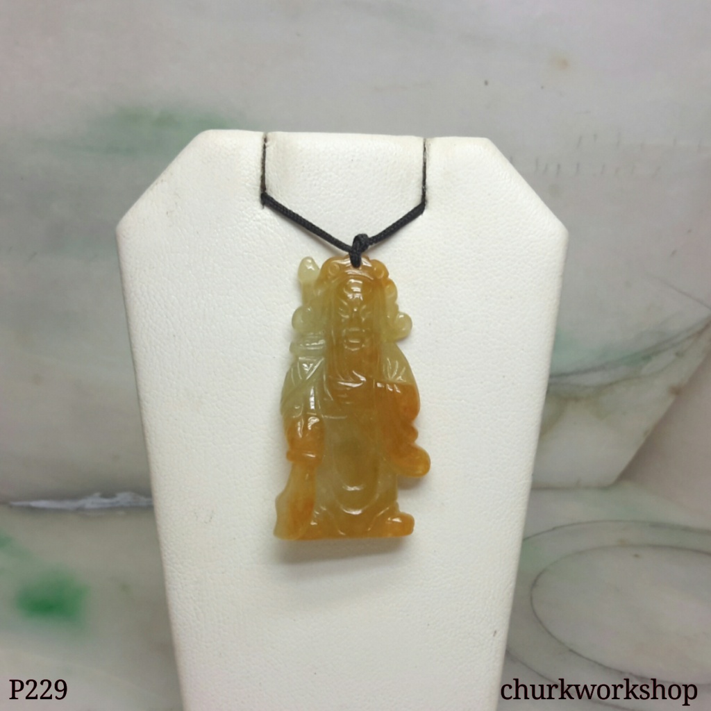 Guan Gong red jade pendant (關公)
