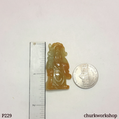 Guan Gong red jade pendant (關公)