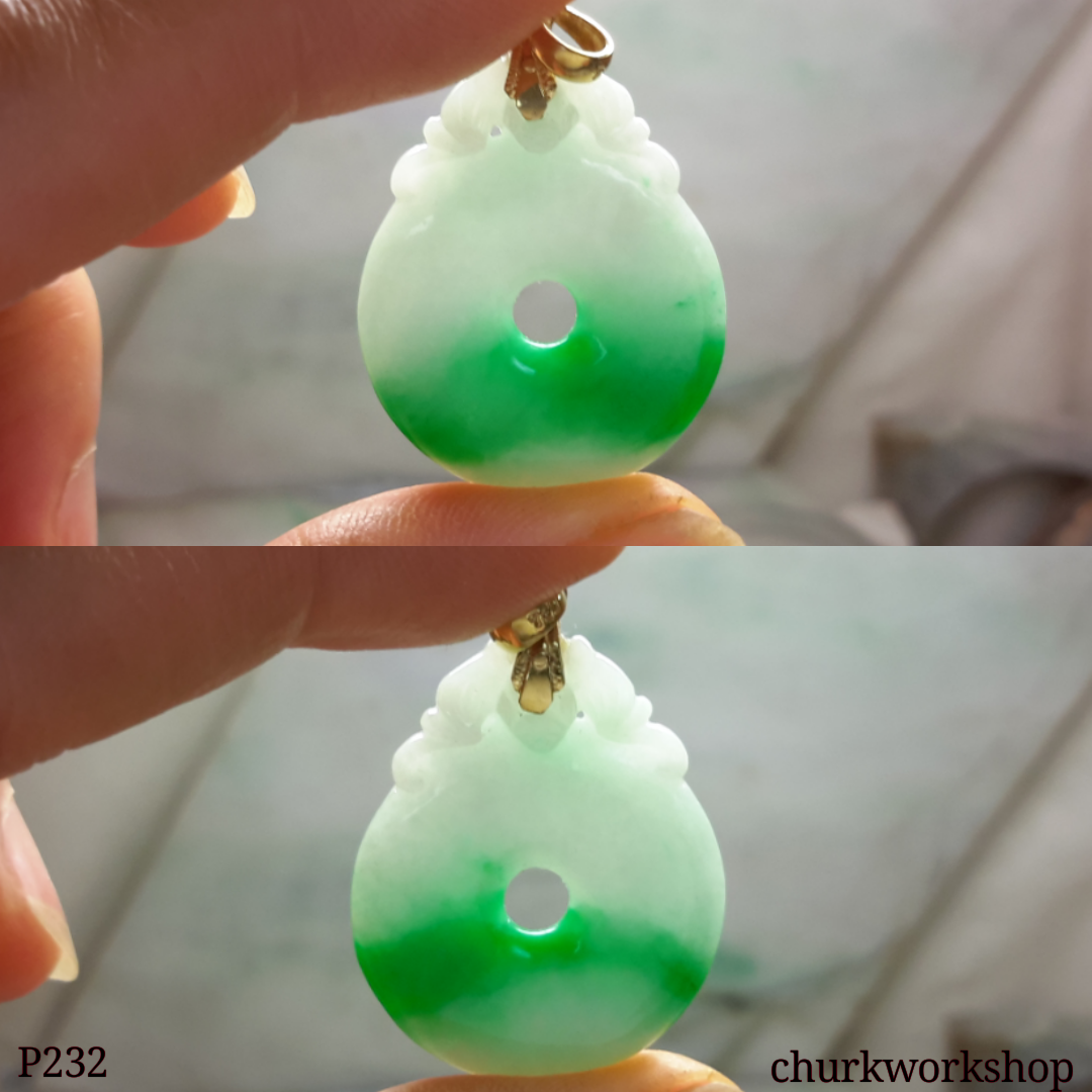 18K jade coin pendant