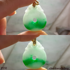 18K  jade coin pendant