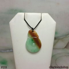 Multi color jade dragon and coin pendant