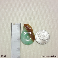 Multi color jade dragon and coin pendant