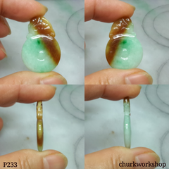 Multi color jade dragon and coin pendant