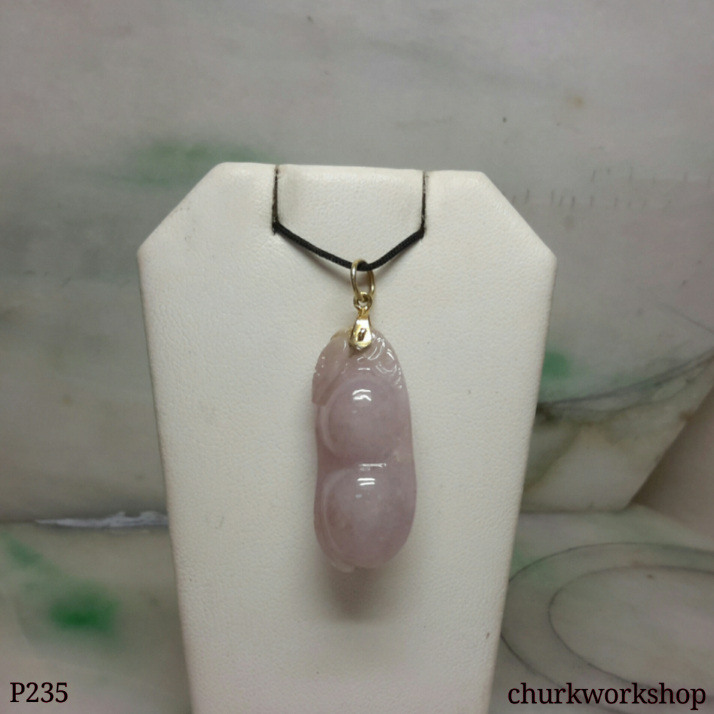 14K lavender jade bean pendant