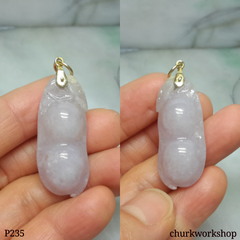 14K lavender jade bean pendant