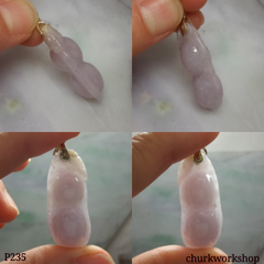14K lavender jade bean pendant