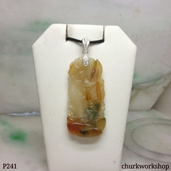 Multi-color jade carved pendant