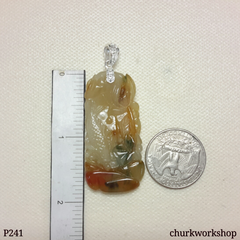 Multi-color jade carved pendant