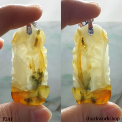 Multi-color jade carved pendant