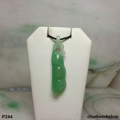 Jade bean pendant with bail connected