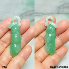 Jade bean pendant with bail connected