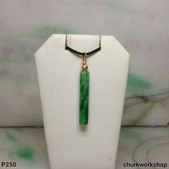 Green jade cylinder 14K yellow gold