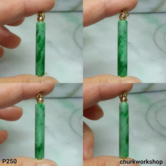 Green jade cylinder 14K yellow gold