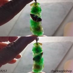 Multiple color bean jade pendant