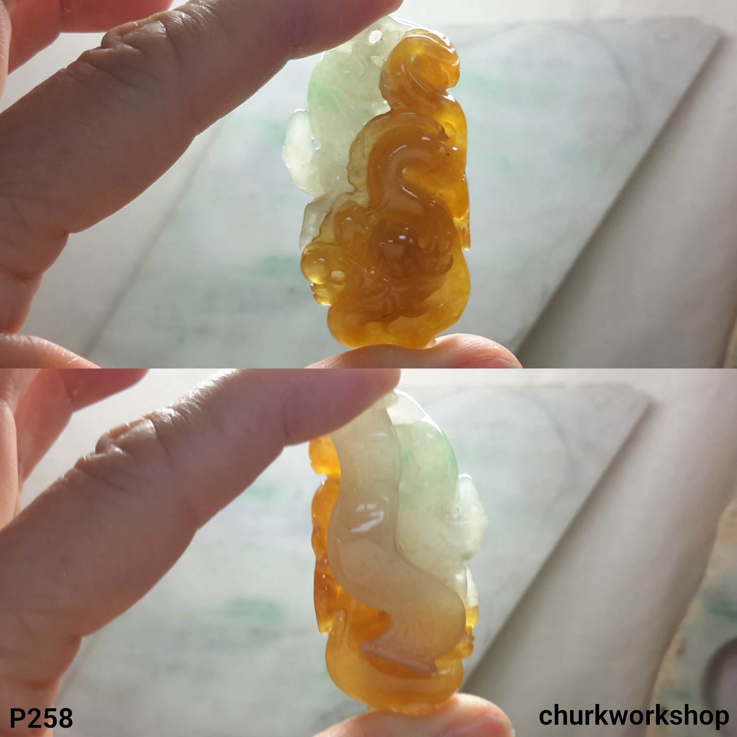 Red jade dragon and horse pendant (龍馬精神)