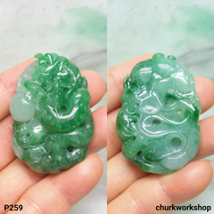 Green jade dragon pendant