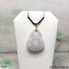 Pale lavender jade happy Buddha 14K