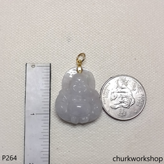 Pale lavender jade happy Buddha 14K