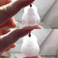 Pale lavender jade happy Buddha 14K