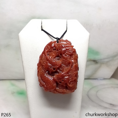 Red jade dragon pendant