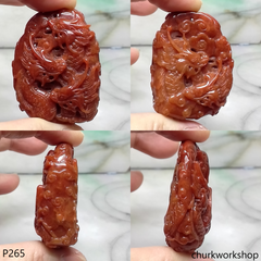 Red jade dragon pendant