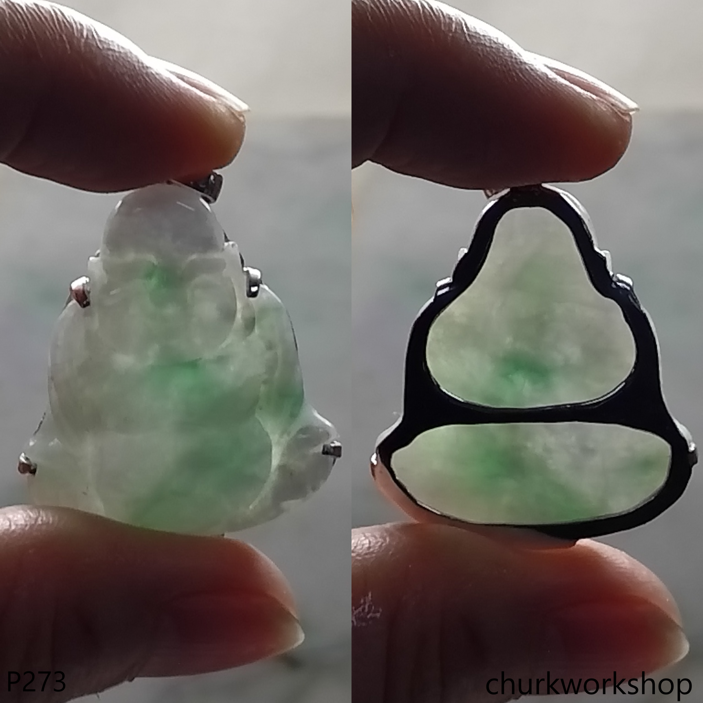 Jade happy Buddha pendant