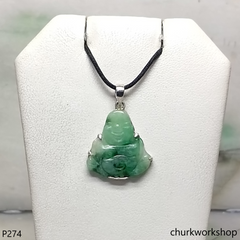 Green jade happy small Buddha pendant