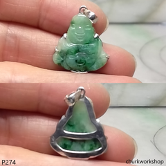 Green jade happy small Buddha pendant