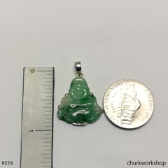 Green jade happy small Buddha pendant