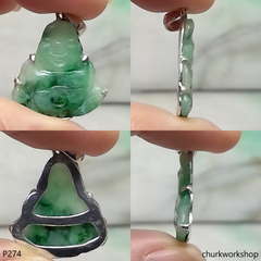 Green jade happy small Buddha pendant