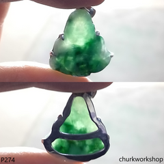 Green jade happy small Buddha pendant
