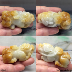 Large red jade Pixiu pendant (貔貅)