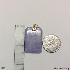Square lavender jade pendant 14K gold bail