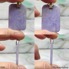 Square lavender jade pendant 14K gold bail