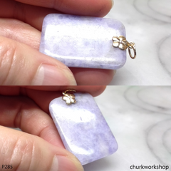 Square lavender jade pendant 14K gold bail