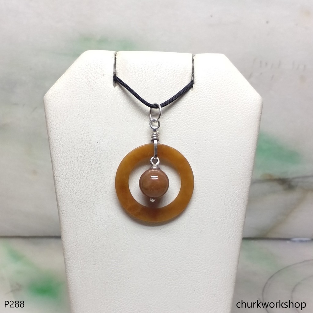 Red jade pendant sterling silver