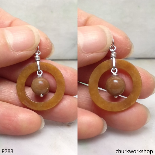Red jade pendant sterling silver