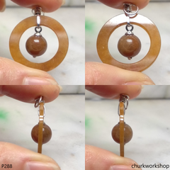 Red jade pendant sterling silver