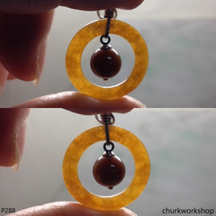 Red jade pendant sterling silver